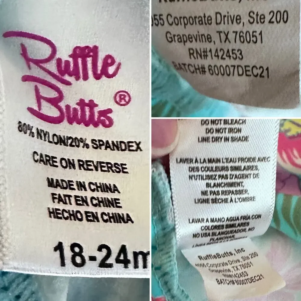 RuffleButts Orchid Oasis One Piece Rash Guard Long Sleeve Swimsuit Sz 18-24m